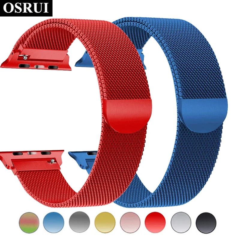Milanese Loop ремешок для apple watch группу Корреа 4 44 мм 42 38 40 из нержавеющей стали браслет