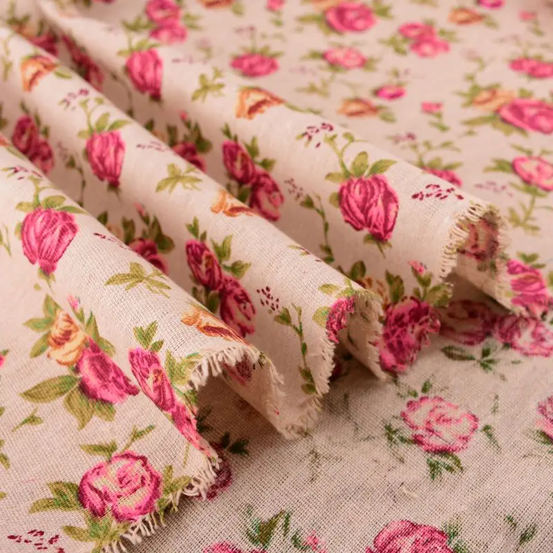 QUAN FANG Peony Printed Cotton Linen Fabric For Quilting DIY Sewing Sofa Table Clothes Curtain Bag Cushion Material Half met | Дом и сад