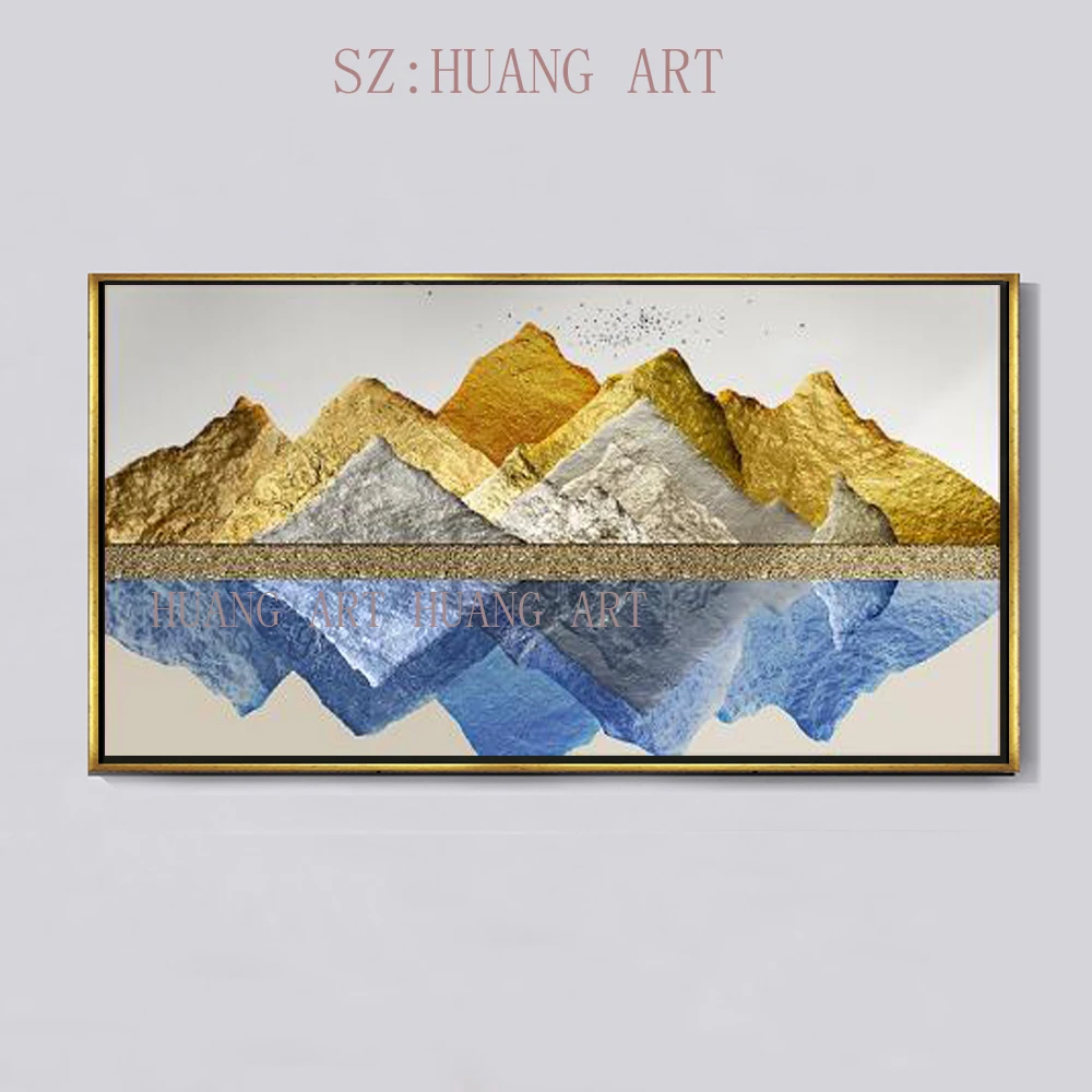 

Selling hand-painted original high quality mountain scenery jinshan silver oil painting large murals hotel hall office