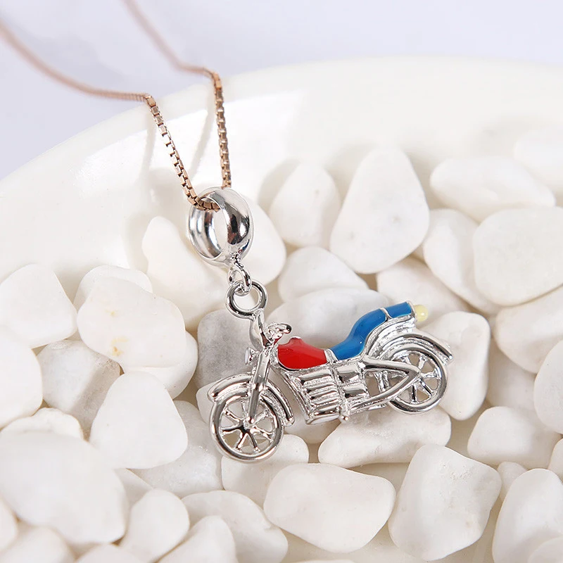 New Authentic 100% 925 Sterling Silver Bead Charm Motorcycle Bike Pendant Enamel Charms Fit Bracelets DIY Women Jewelry | Украшения и