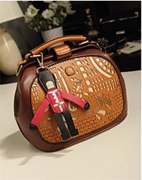 [ New ] The new hollow shoulder bag color suture retro pony Doctor Bag | Багаж и сумки