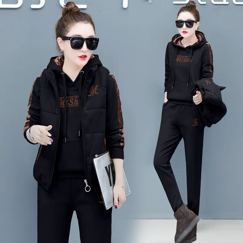 Осенний и зимний Новый Модный женский костюм спортивный повседневный комплект с