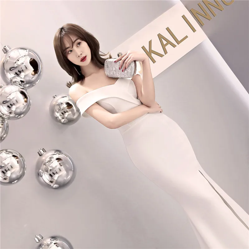 Женское банкетное платье с разрезом сбоку Элегантное Длинное юбкой годе и