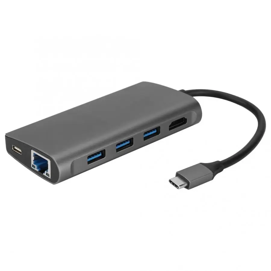 8 в 1 Type-C к HDMI + LAN USB3.0 * 3 SD TF концентратор адаптер конвертер кабель |