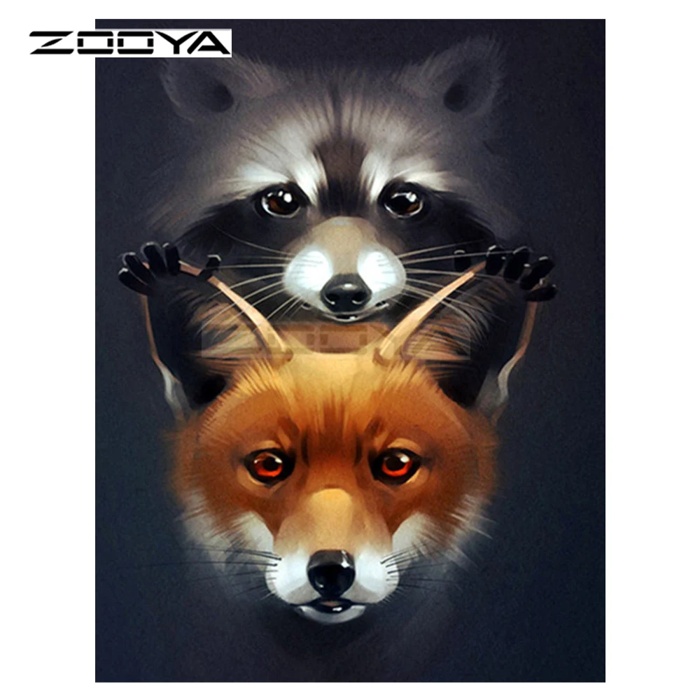 ZOOYA 5D алмазная живопись &quotсделай сам&quot енот лиса животное вышивка крестиком