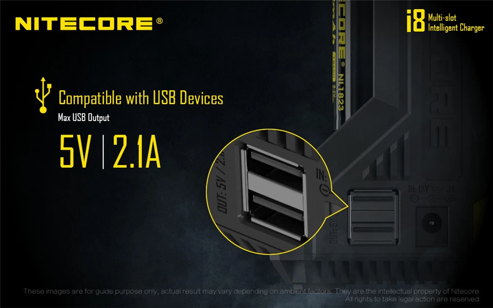 Nitecore i8 интеллектуальное зарядное устройство 8 слотов 4A выход Смарт зарядное устройство для IMR18650 16340 10440 AA AAA 14500 26650 и USB H15