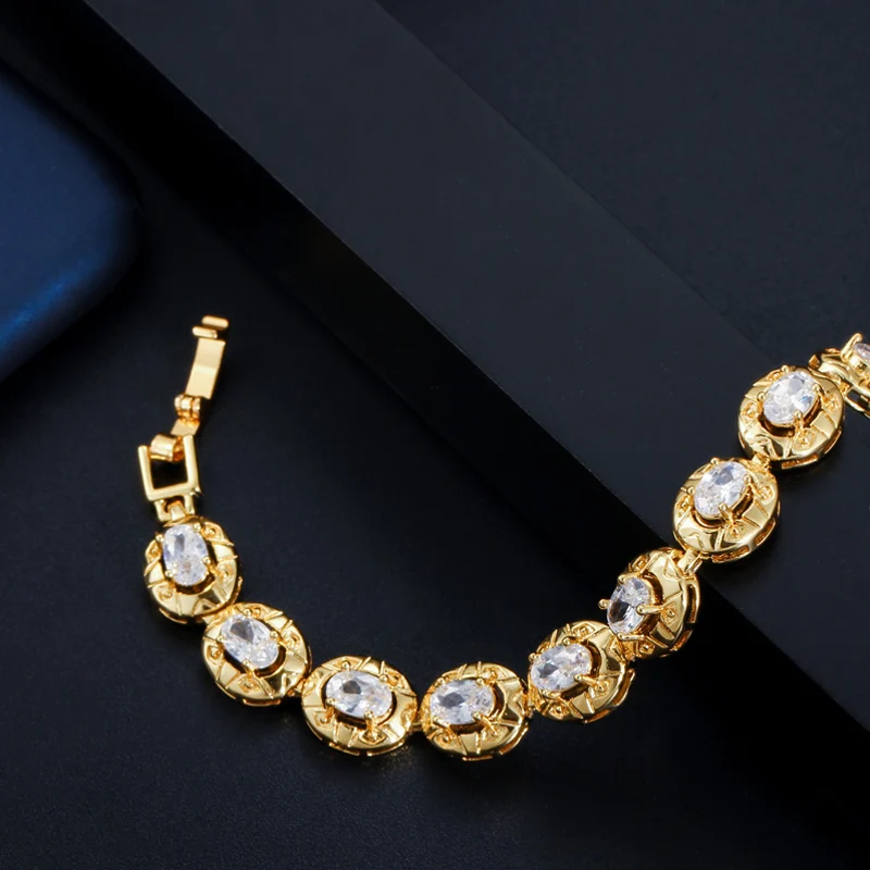 Индийская мода ThreeGraces желтый золотой овальный кубический цирконий кристалл