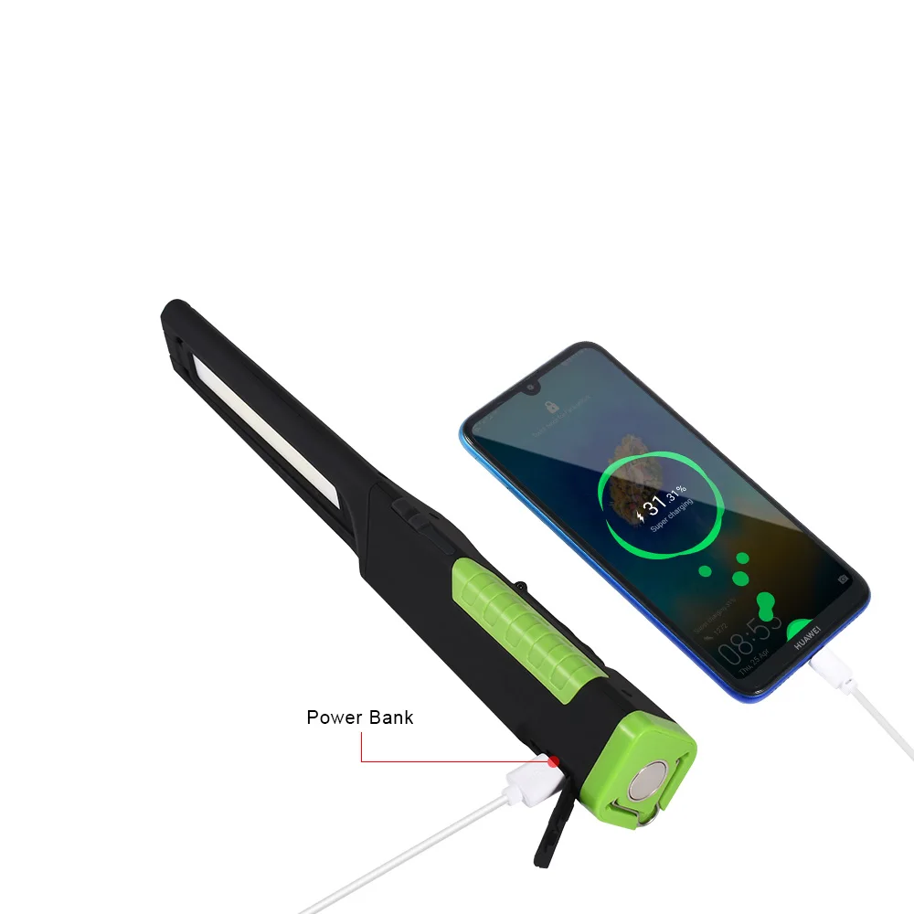 Coba cob портативный светодиодный рабочий светильник usb Перезаряжаемый внешний аккумулятор 5 режимов ручного питания 2000LM Водонепроницаемая Рабочая лампа