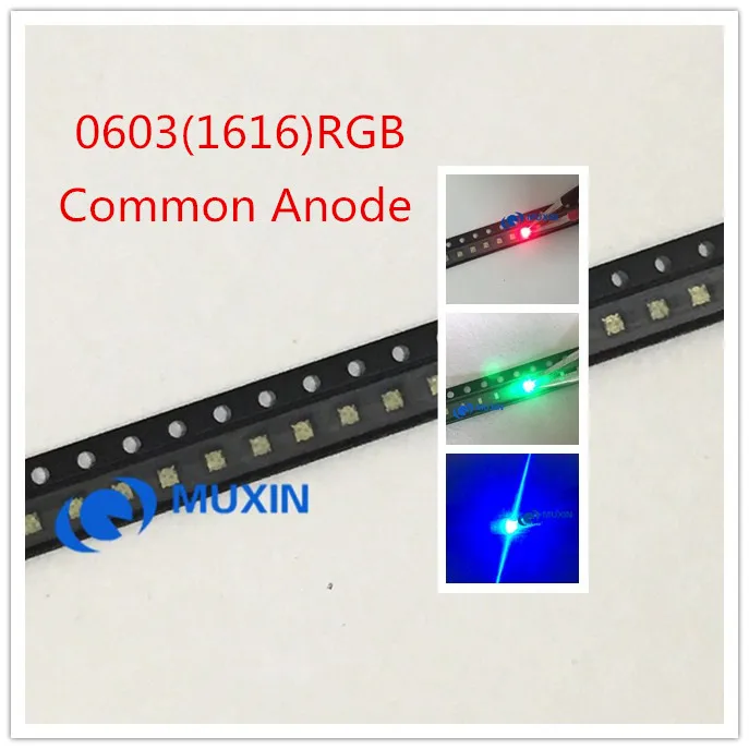 1000 шт./лот SMD 0603 RGB общий анод Led LED диод 4-Bin РАЗМЕР: 1 6*1 6*0 55 мм цветной