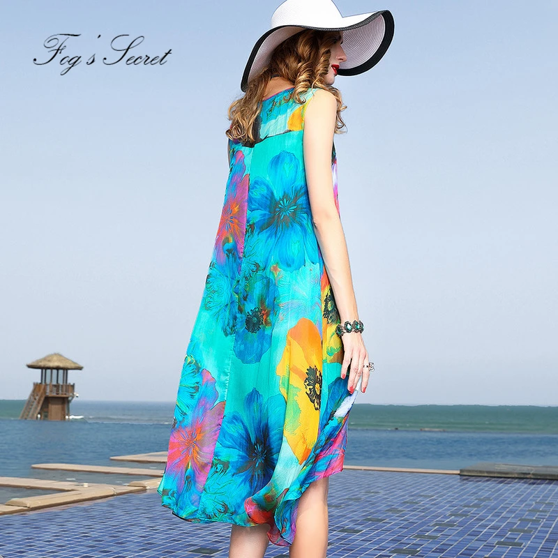 ПРИРОДА Настоящее платье для девушек богемный Цветочный Принт Свободные Большие