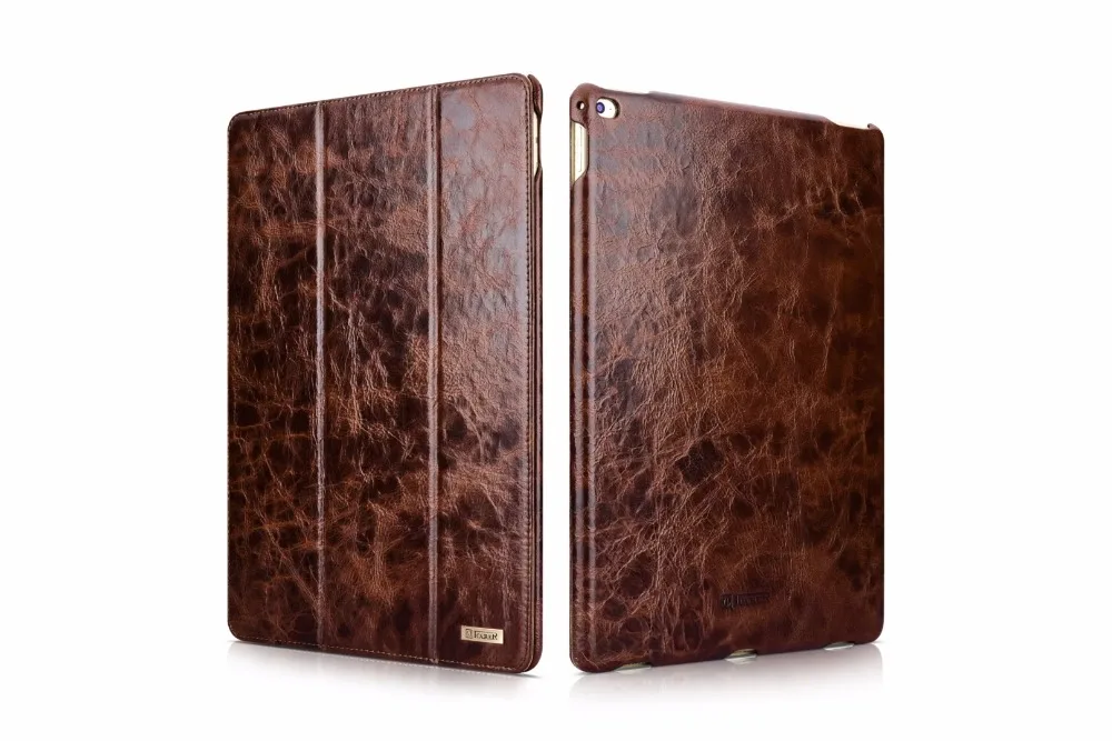 Чехол-книжка Icarer Oil Wax в винтажном стиле из натуральной кожи для iPad Pro 12,9(, Ретро стиль, Воловья кожа, флип-чехол для iPad Pro 12,9