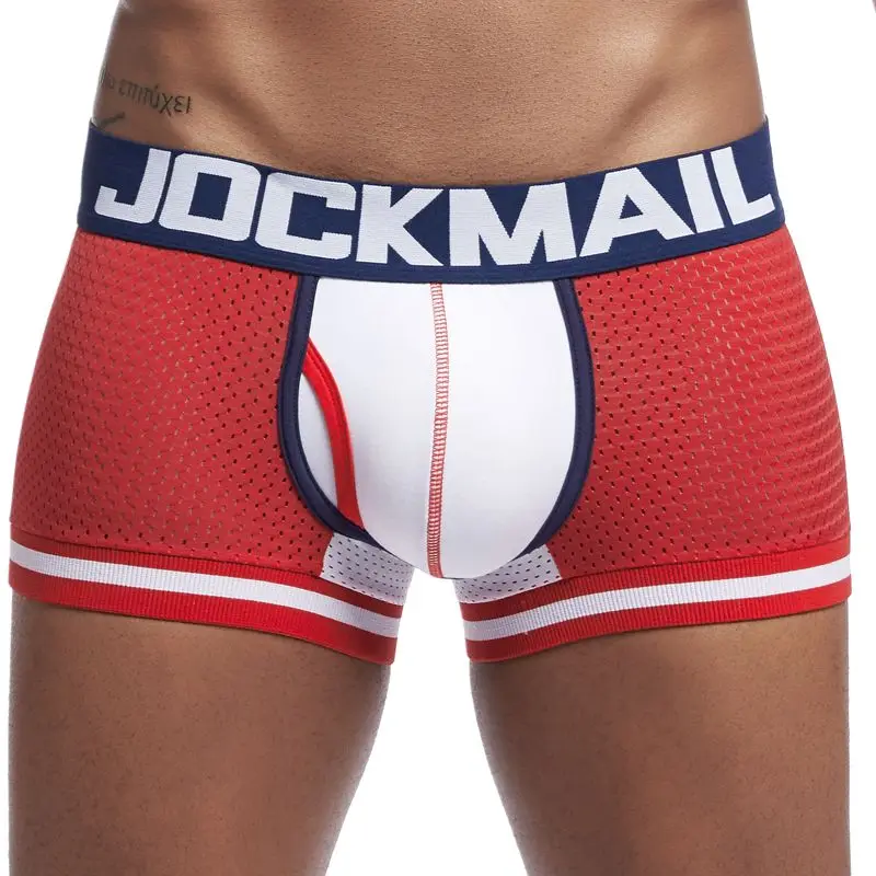 05 JOCKMAIL, новинка, нижнее белье для мужчин, боксеры, сетка, u-образный мешочек, сексуальные подштанники, Cueca, хлопковые трусы, боксерские шорты для геев, мужские трусы, цветные - Цвет: 05