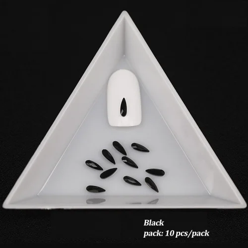 Black 10 шт Стразы для ногтей, блестящие украшения, Кристальные блестки, капли воды для ногтей, драгоценные камни, цветные украшения, плоская задняя часть, декор для ногтей TR1007 - Цвет: Black