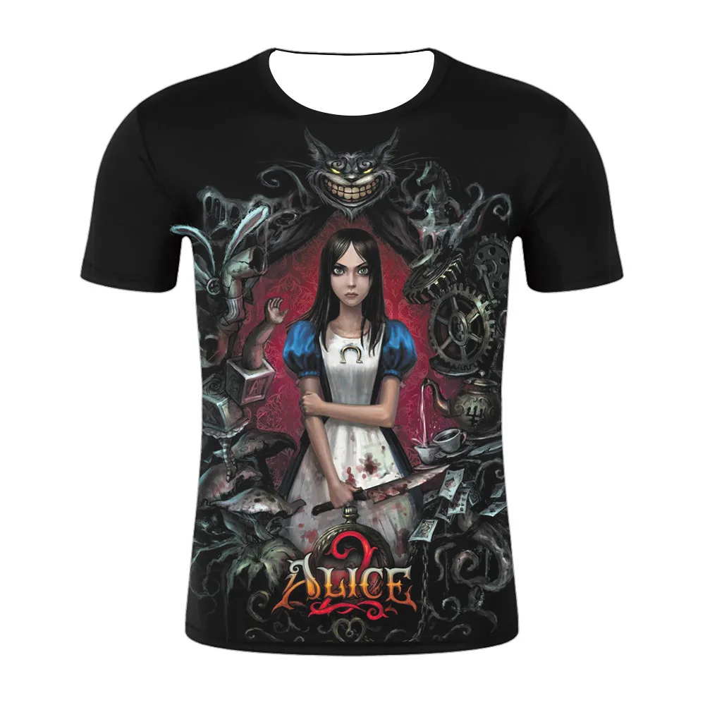 Фото Модная забавная футболка для мужчин классические игры Косплей Алиса: безумие