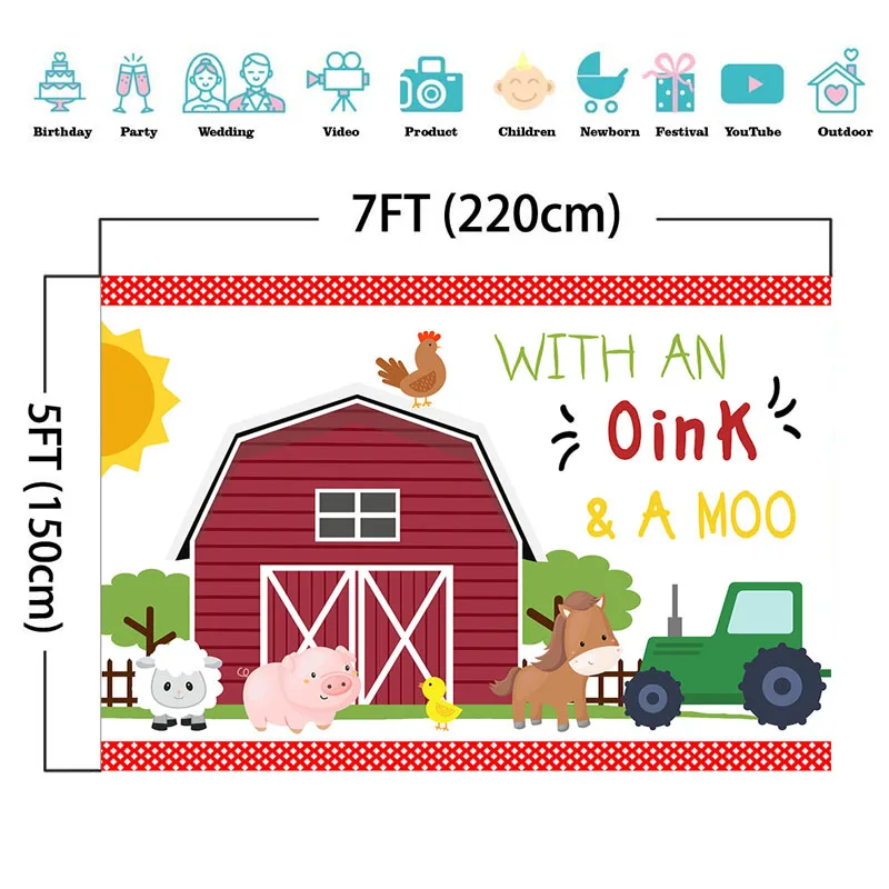 

NeoBack Farm Animals Barnyard Birthday Backdrop Old McDonald Barnyard Birthday Photo Backdrops Children's Birthday Decorations