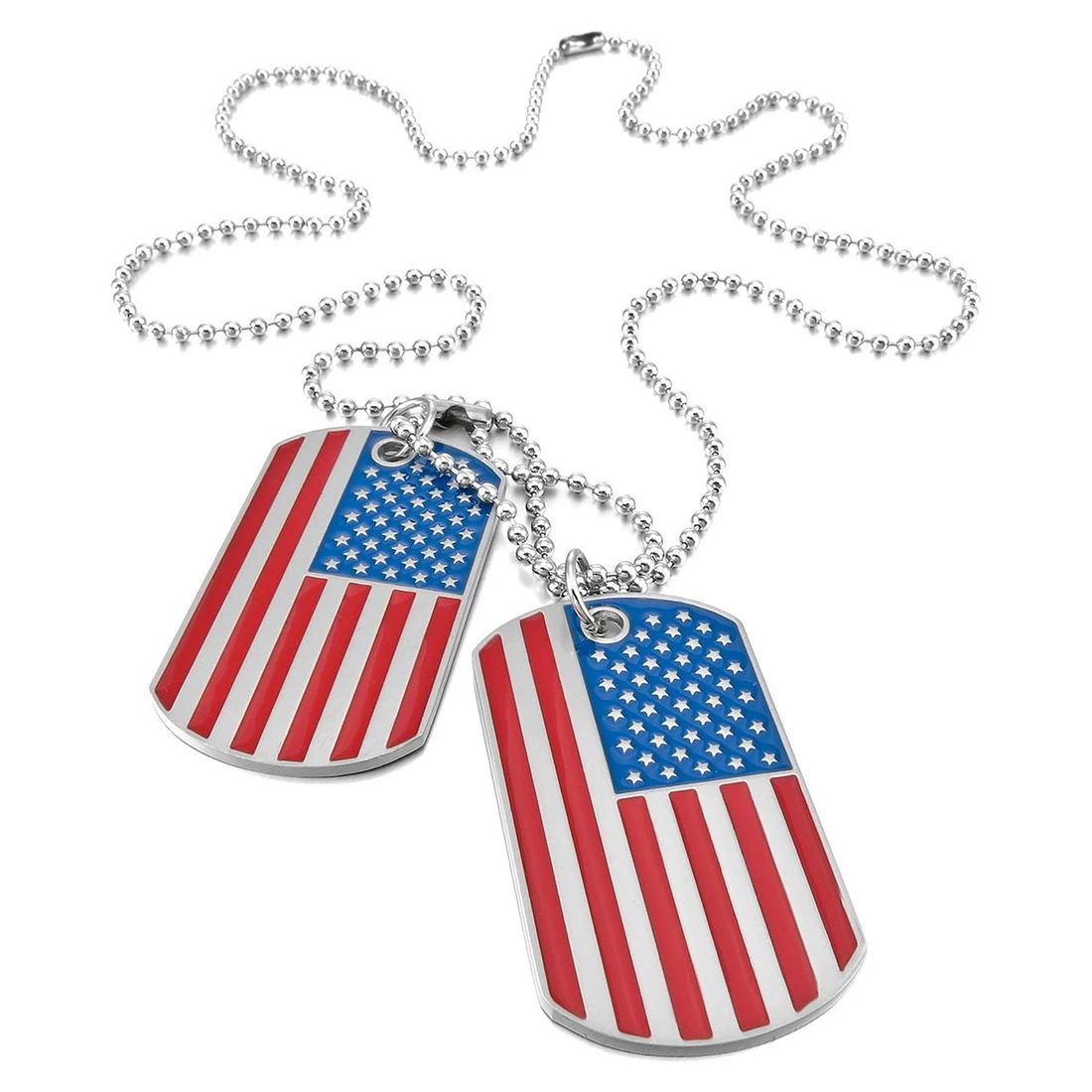 2 шт сплав подвески ожерелья в красную и белую полоску США американский флаг