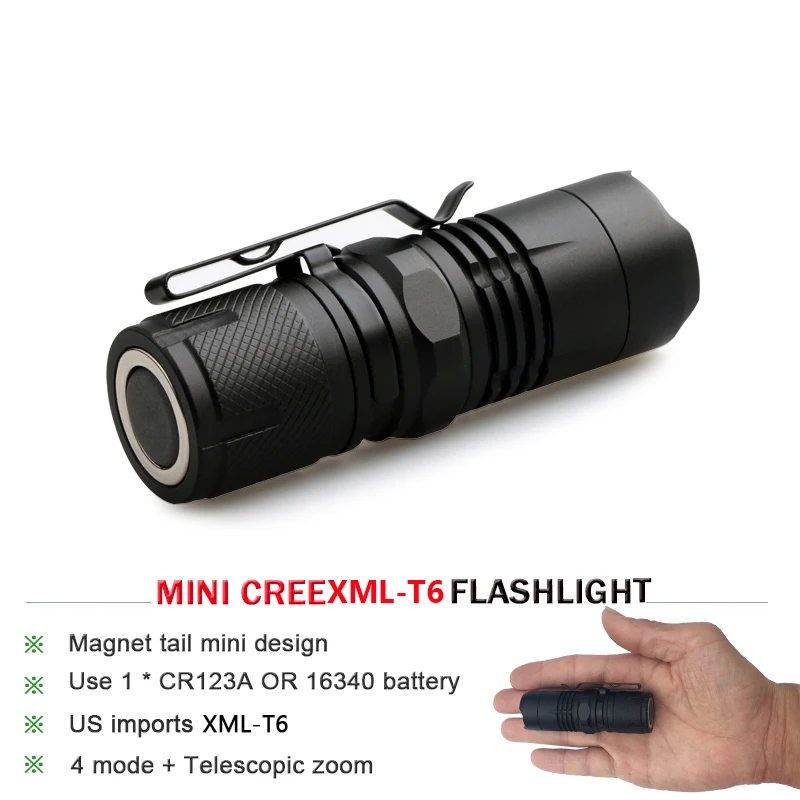 Мини-фонарик с сильным магнитом zoom xml t6 фонарь светодиодный zaklamp фонарик