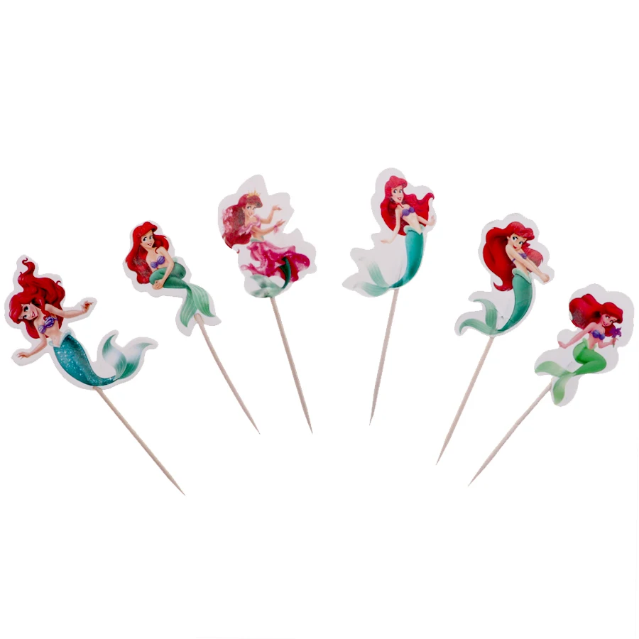 Mermaid 24pcs 24 шт./украшение торта Единорог тема торт Топпер с торт десерт для свадьбы День рождения вечерние украшения Детские Вечерние - Цвет: Mermaid 24pcs