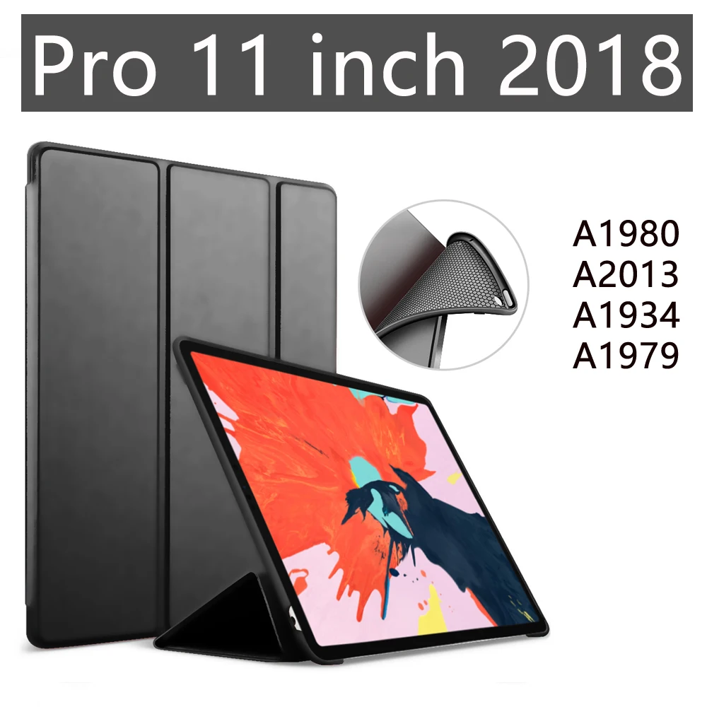 Black 11 inch Для iPad чехол 6th Gen для iPad Pro 11 силиконовый мягкий чехол из искусственной кожи Smart Cover Funda для iPad 6го поколения чехол 9,7 - Цвет: Black 11 inch