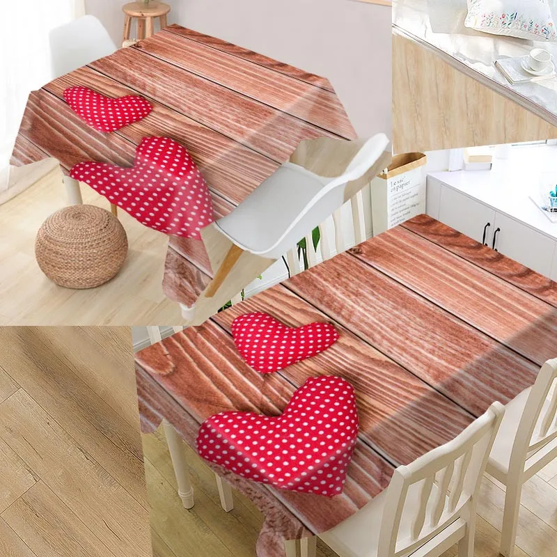 tablecloth Сердце фон покрытие стола печати влагостойкая скатерть более Размеры скатерти Кухня свадебное оформление отеля - Цвет: tablecloth