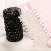 4pcslot new black clear telephone cord women elastic hair rubber bands girls tie gum ponytail hair accessories headwear