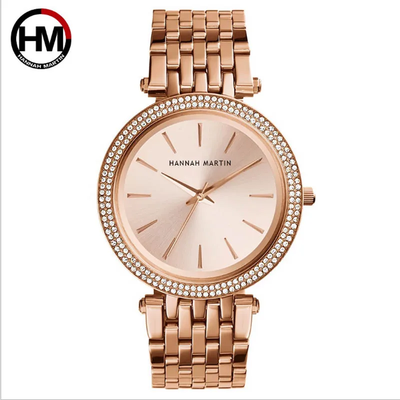 Часы женские Кварцевые водонепроницаемые из розового золота с