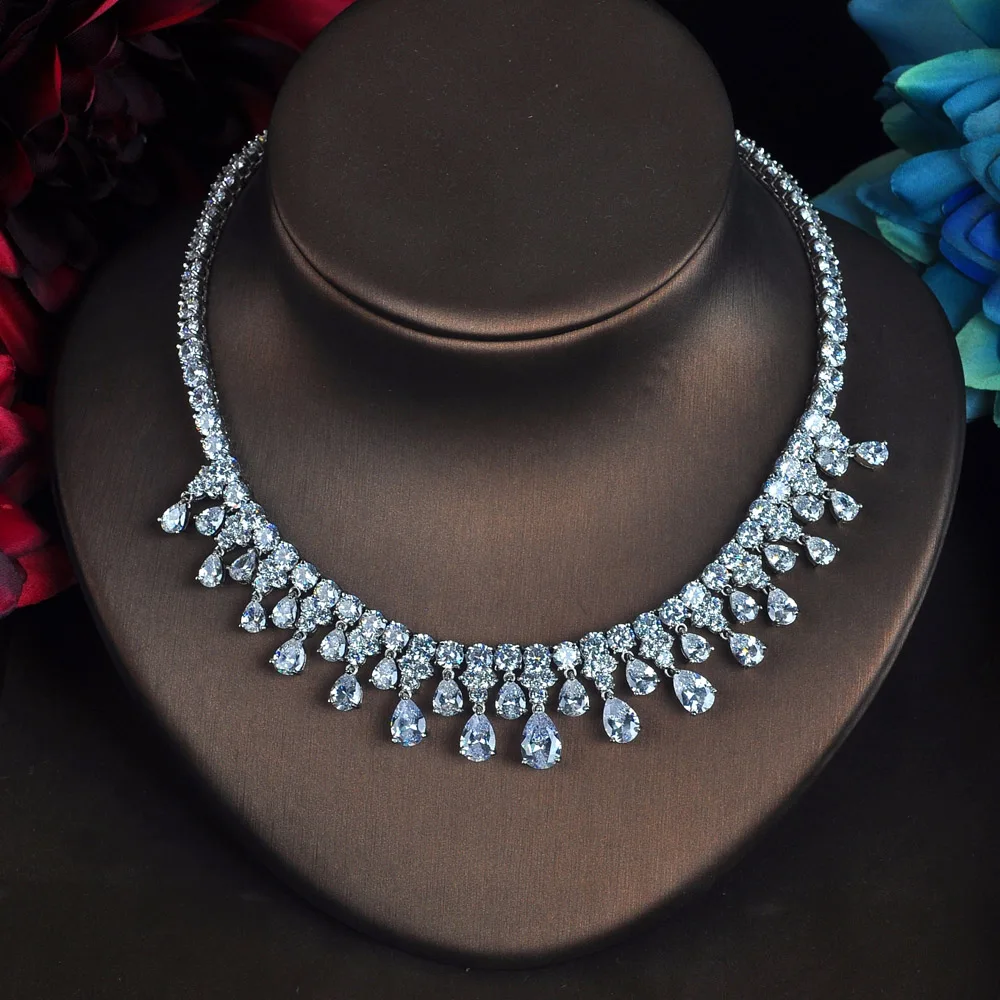 HIBRIDE роскошные сверкающие кубические циркониевые Капли Воды Кулон Ювелирные