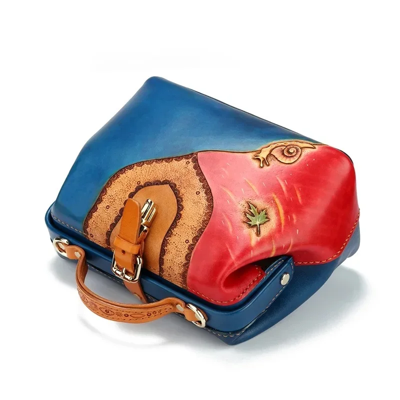 100% ручная работа цветная сумка из натуральной кожи с гравировкой женская