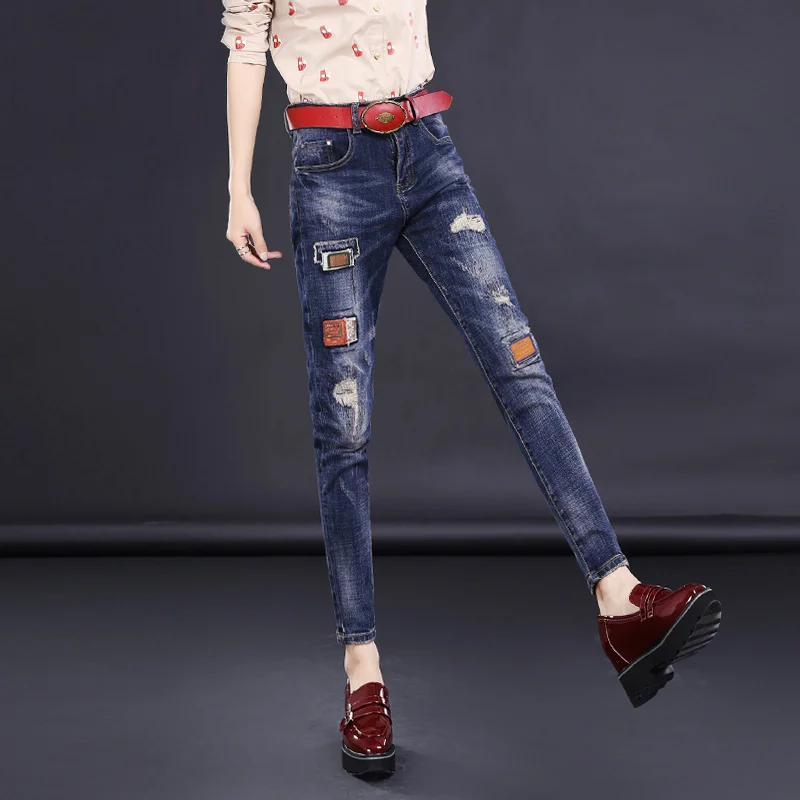 Fashion women jeans mid waist Korean style stretch denim boyfriend for skinny harem pants SY833 |
