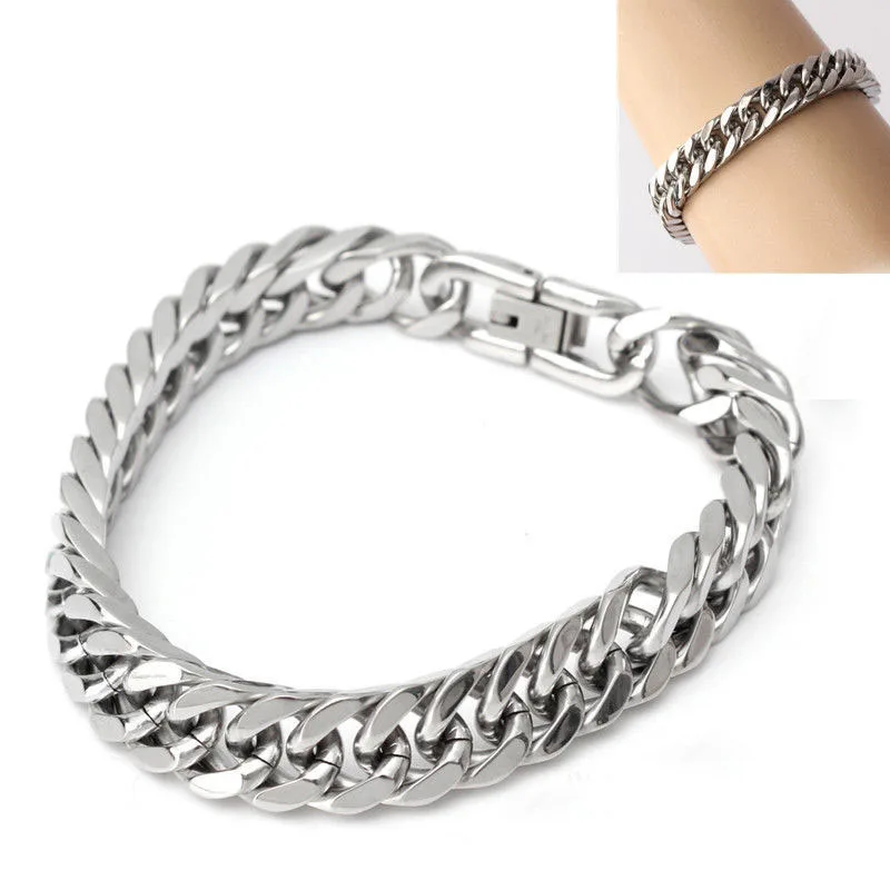 Браслет-цепочка мужской из нержавеющей стали 15 мм 23 хип-хоп байкер кубинский