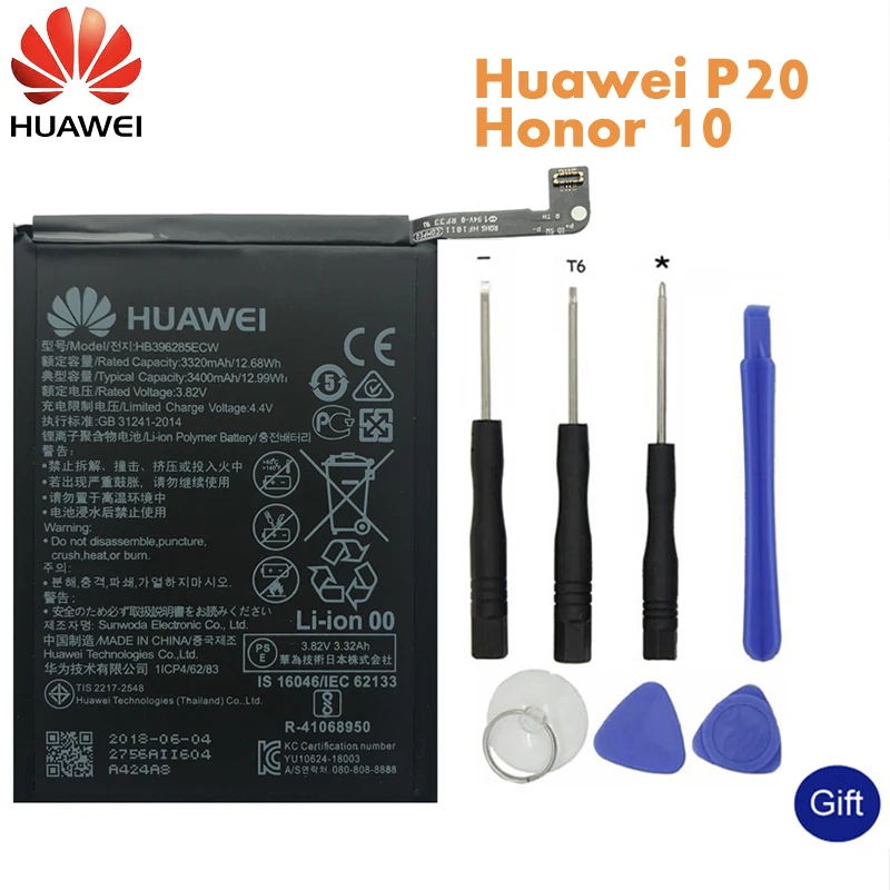 Huawei телефон Батарея HB396285ECW для huawei P20 Honor 10 Honor 10 Lite 3400 mAh Замена батарей+ Инструменты
