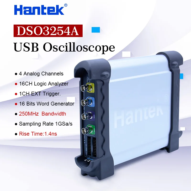 Осциллограф Hantek DSO3254A USB 4CH 250 МГц 1GSa/s ПК генератор сигналов для хранения 16 каналов