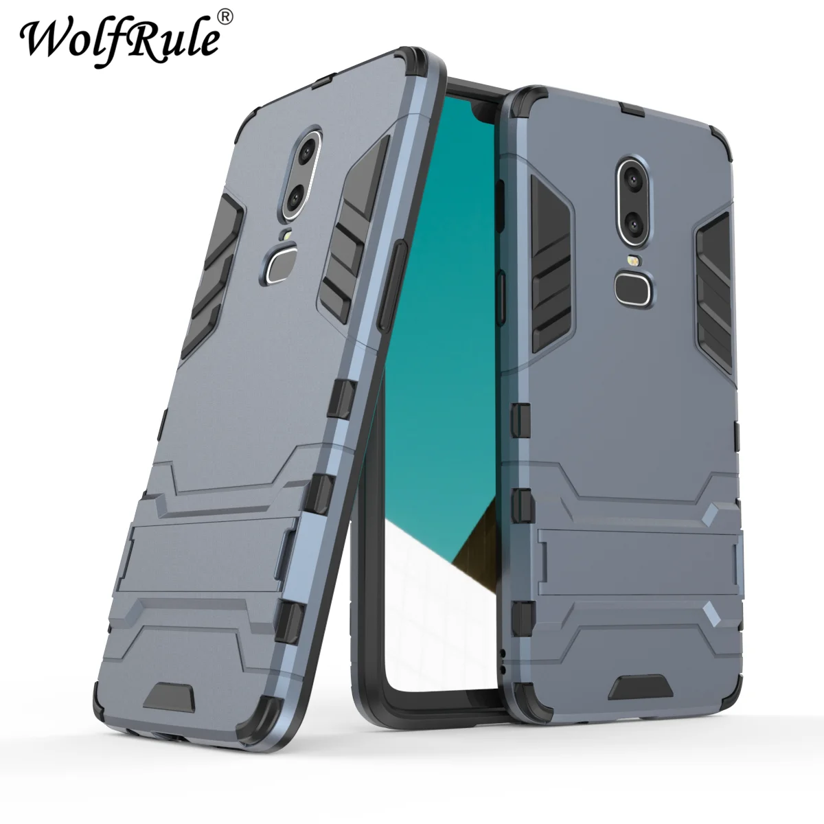

WolfRule For Cover Oneplus 6 Case for Oneplus 6 Silicone Rubber Robot Armor Hard Back Phone Cover Case for Oneplus 6 6.28 inch