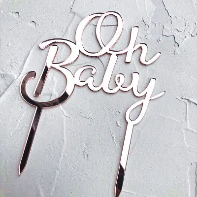rose gold baby 1 шт. Золотой Серебряный Синий Кекс Торт Топпер С Днем Рождения Торт Топ флаги для любви семья День Рождения Вечеринка выпечки украшения принадлежности - Цвет: rose gold baby