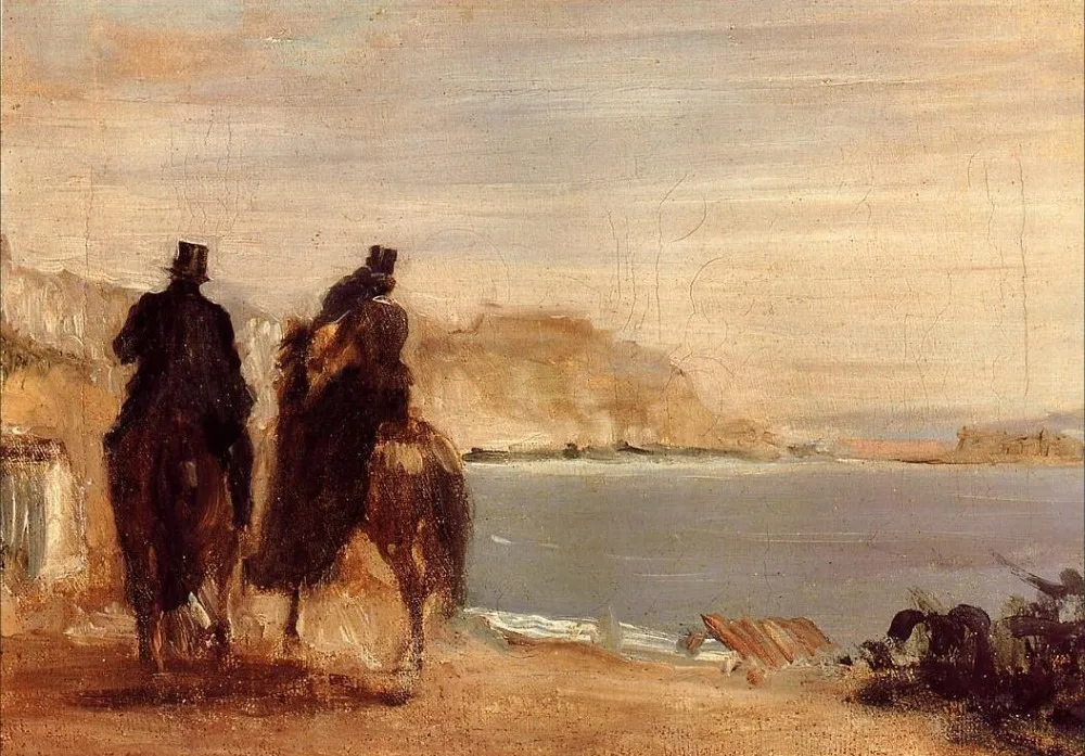 

High quality Oil painting Canvas Reproductions Promenade by the Sea (1860) By Edgar Degas hand painted