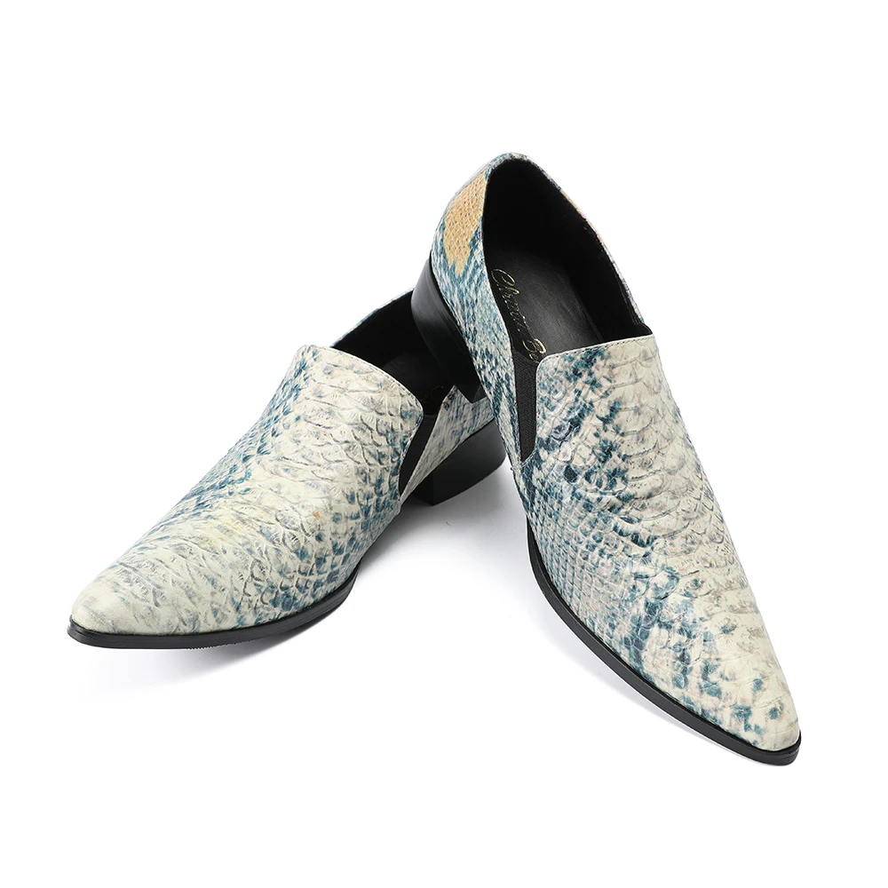 Мужские вечерние Фли из натуральной кожи с узором в виде змеиной | Обувь