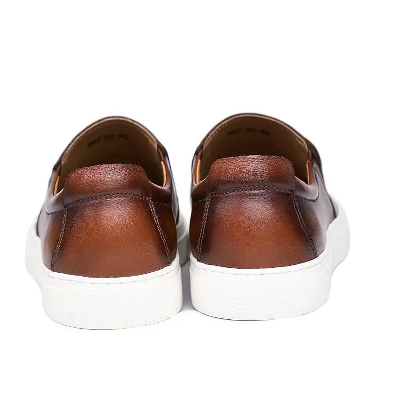 Leather Casual Shoes Fashion Genuine Handmade Sneakers Slip On Dress Men's Loafers Moccasins Zapato | Обувь