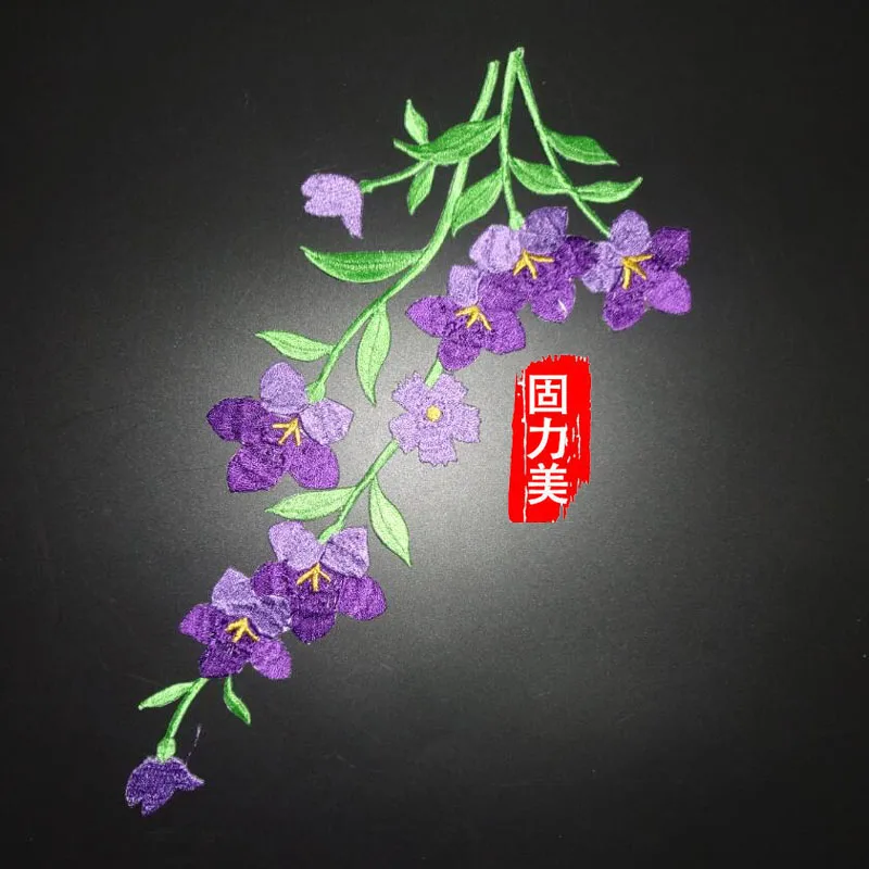 7pair Pink purple Rose Blue Yellow Red Daffodil Narcissus Embroidery Motif Lace Applique Trim Decoration iron on patch | Дом и сад