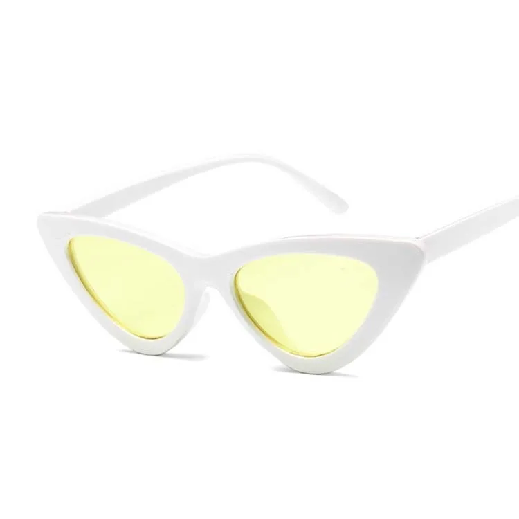 White Yellow Новые Ретро Модные солнцезащитные очки женские брендовые дизайнерские винтажные кошачий глаз черные белые Солнцезащитные очки женские UV400 очки - Цвет линз: White Yellow
