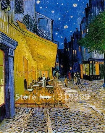 Картина маслом из льняного холста кафе терраса в ночное время от Vincent Van | Рисование и каллиграфия -560941012