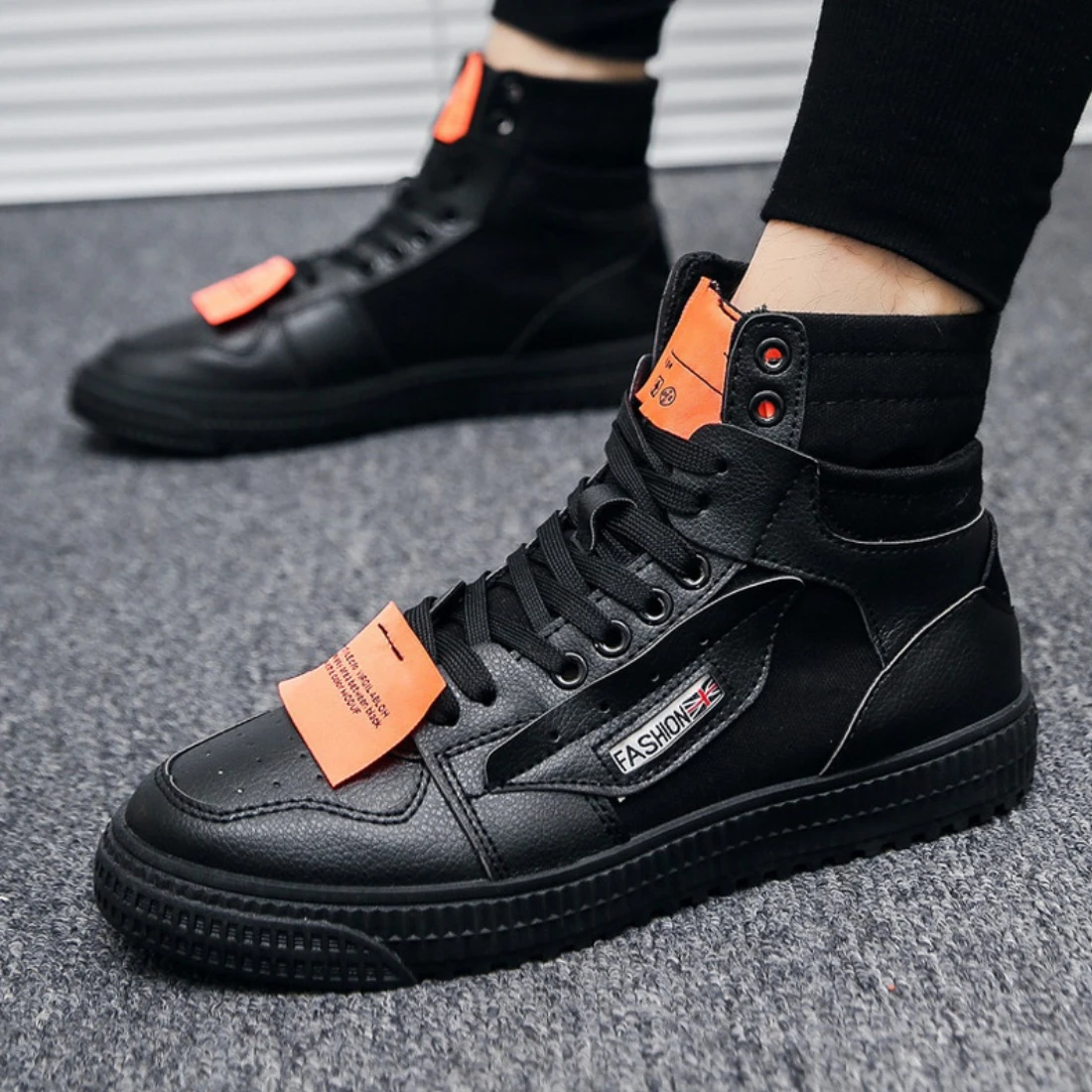 Men's Casual PU Shoes Non-slip High-Top Comfortable Fashion Summer Autumn Flat Outdoor Walking Trainers Sneakers Size:39-44 | Обувь
