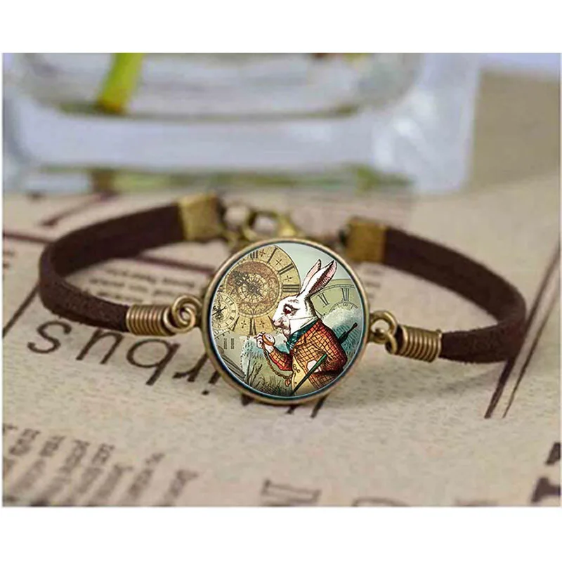 Браслет с белым кроликом Алиса ювелирные изделия браслет в стране чудес подарок