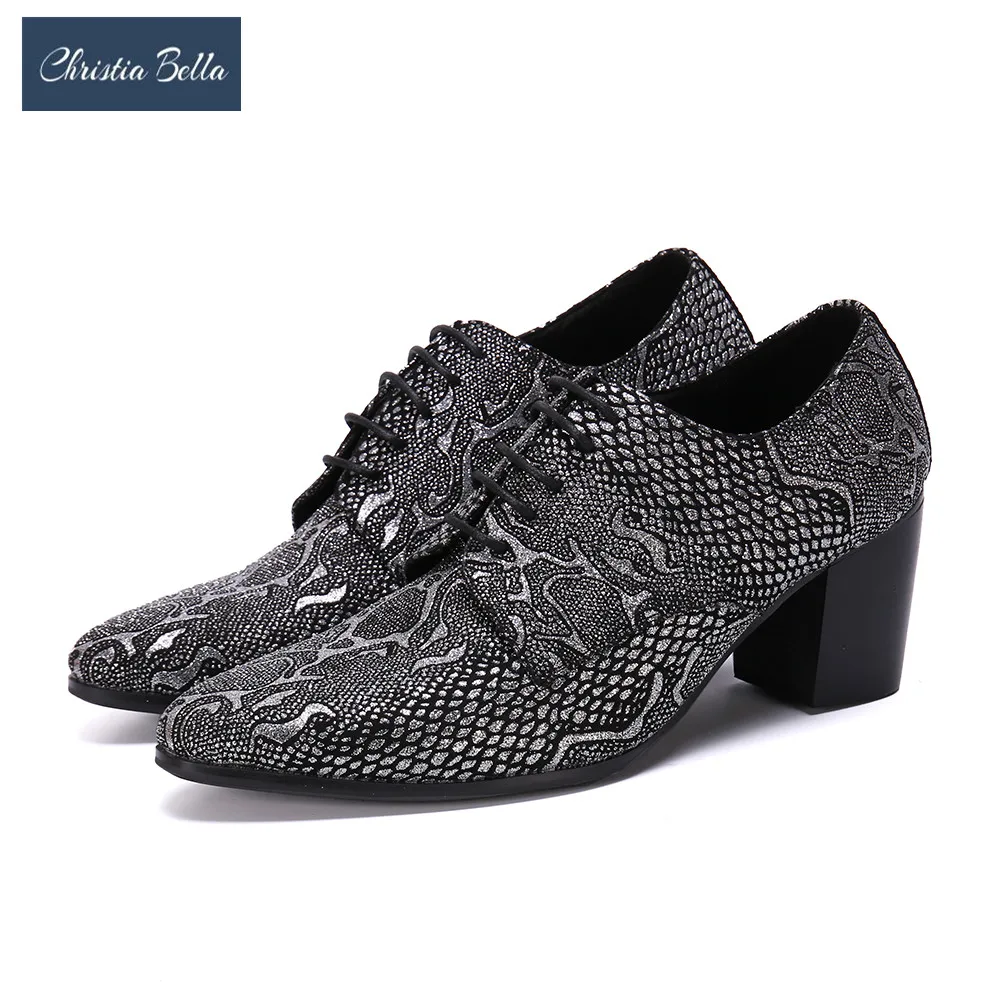 Christia Bella дизайнерский бренд печати Для мужчин увеличивающая рост Обувь в