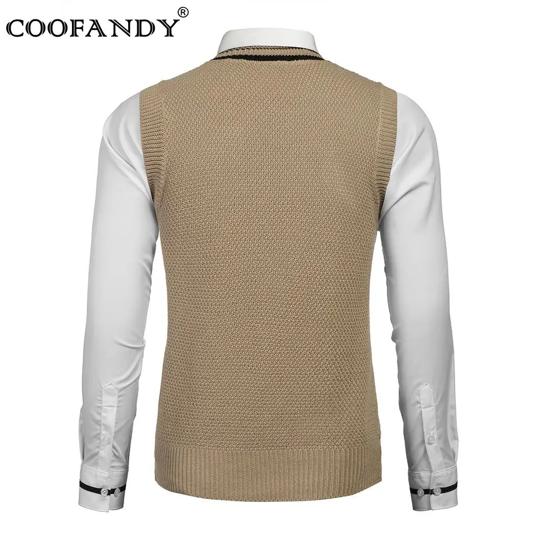 Жилет свитер для повседневной носки без рукавов V зима Для мужчин с круглым