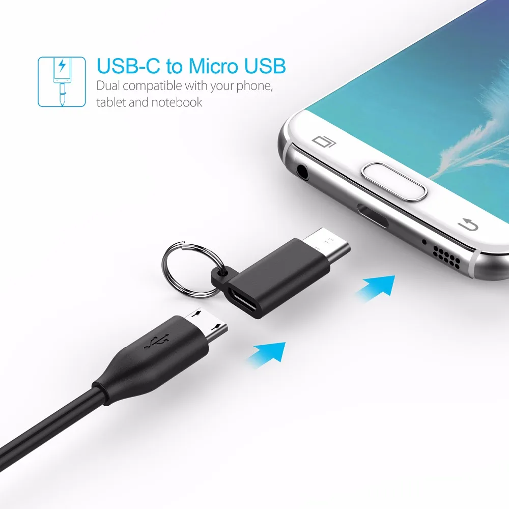 Techrise 2 пакет Тип USB c мужчина к Micro Женский Адаптеры для сим карт C конвертер Кабели
