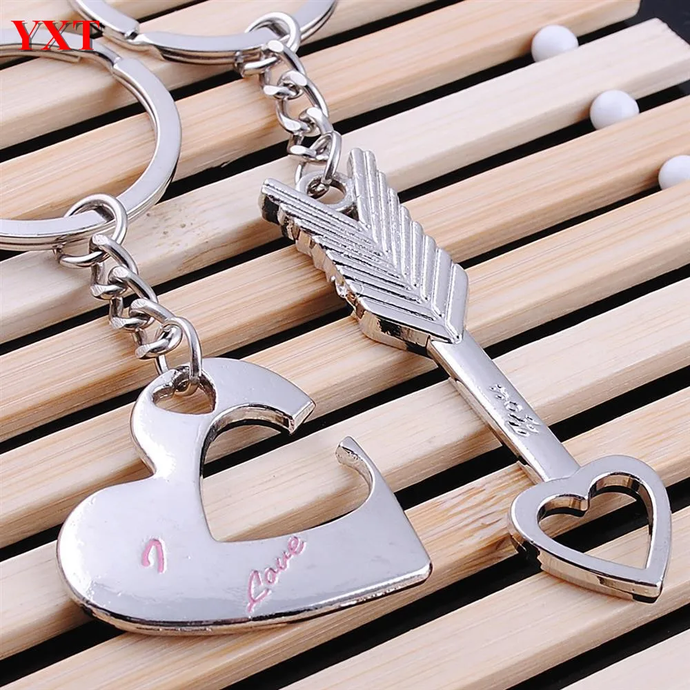 2PCS Cupid's Arrow and Love Heart Metal Couples Lover New Fashion Purse Bag Charm Car Key Ring Chain Creative Gift Accessories |