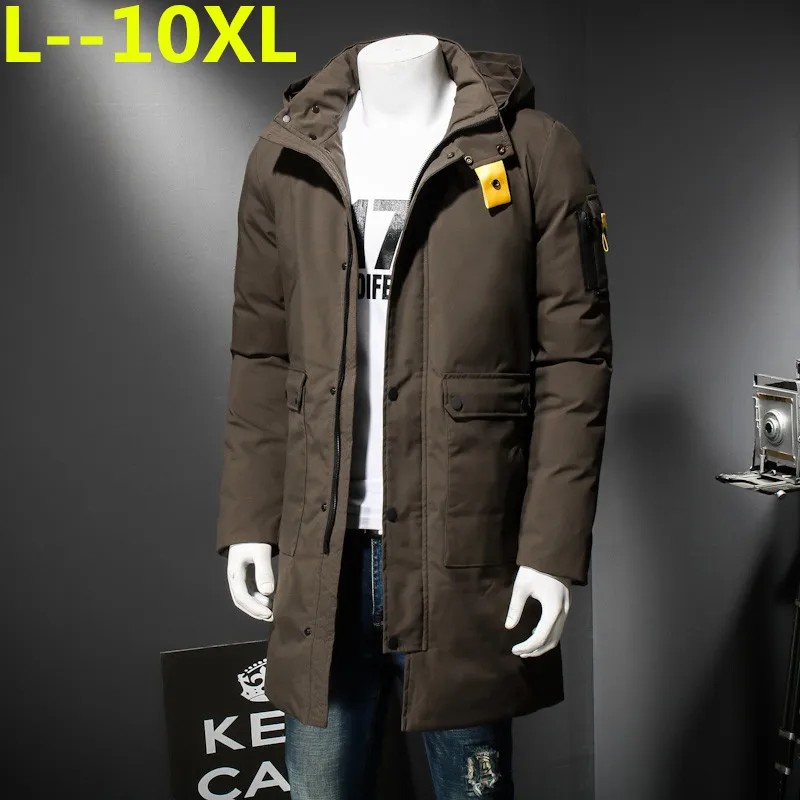 Куртки размера плюс 10XL 9XL 8XL 6XL, новая одежда, деловое длинное Толстое Зимнее пальто, Мужская однотонная парка, модное пальто, верхняя одежда - Цвет: 2