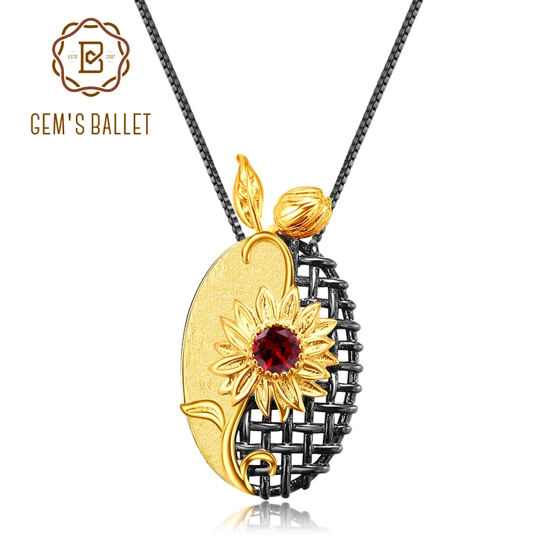 GEM'S балет 925 серебро ручной работы лепесток цветочный кулон ожерелье 0.39Ct натуральный аметист ювелирные украшения для женщин