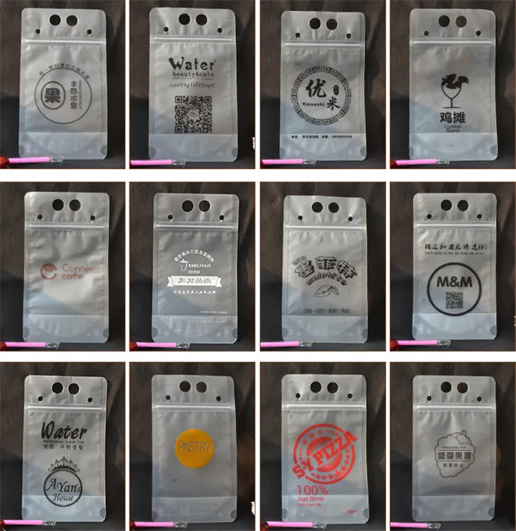 100 шт 200 мл-600 ml Высокое ясно напитков Ziplock Self-seal вечерние Свадьба День Рождения Бар для сока молока Чай вина мешок для питья