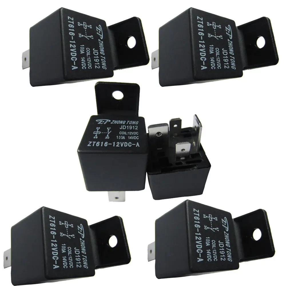 

EE support 5 X Car Truck Auto Automotive DC 12V 100A 100 AMP SPST Relay Relays 4 Pin 4P Universal Car Styling